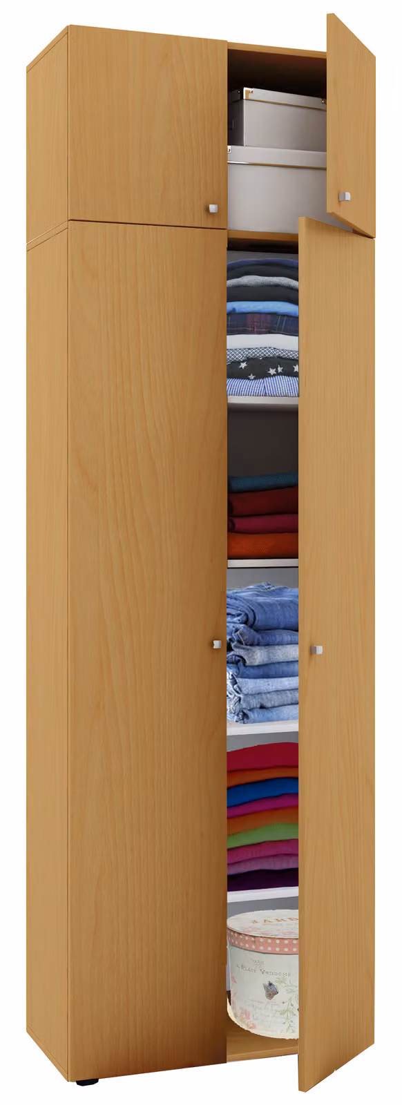 Armadio in legno | Armadio con 6 scomparti e porte girevoli | espandibile | Dimensioni circa 70 x H. 218 x D. 40 cm - Vandol