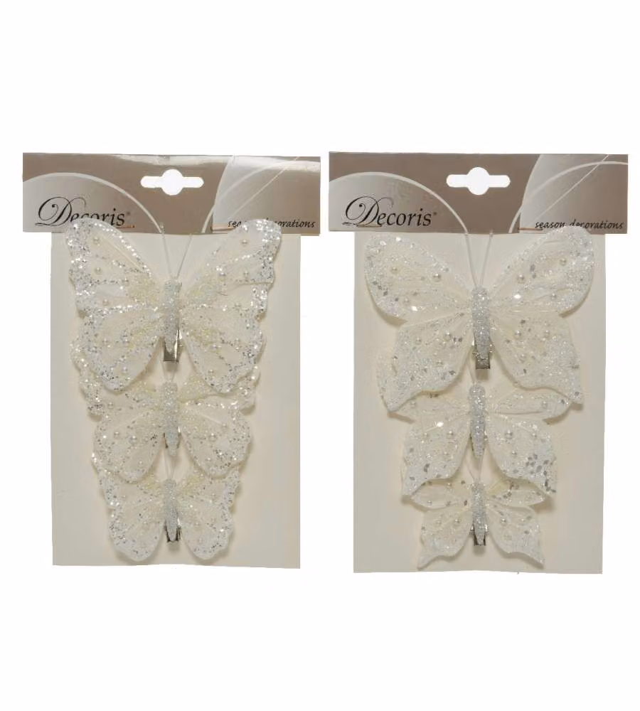 3 clips farfalla misure assortite bianche