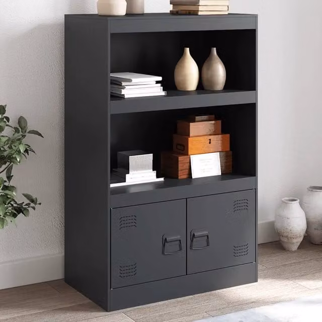 Credenza Buffet Armadio da Cucina Design Mania Antracite in Metallo con Ante a Battente L/P/H: 67 x 39 x 107 cm