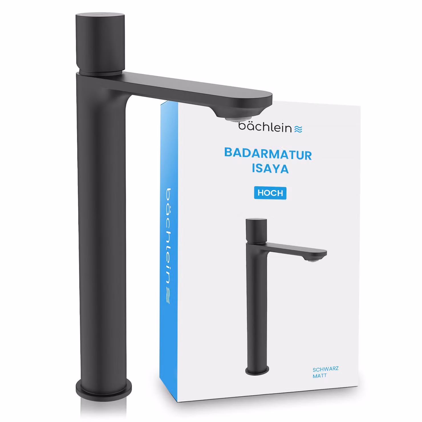 Miscelatore da bagno Bächlein Isaya versione alta - nero opaco