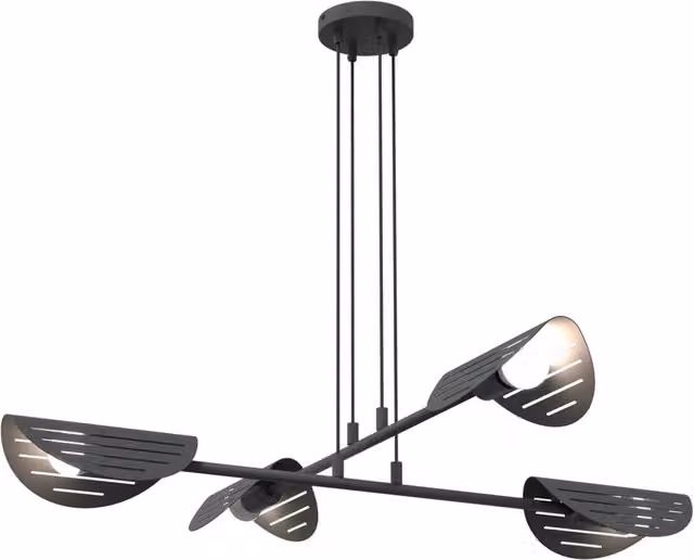 Lampadario Moderno 4 Luci Nuit A Bracci In Acciaio Nero