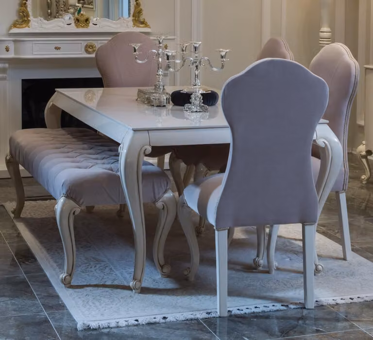 Esszimmer Set Design Garnitur 6tlg. Holz Möbel 4x Stuhl Tisch Hocker Gruppe