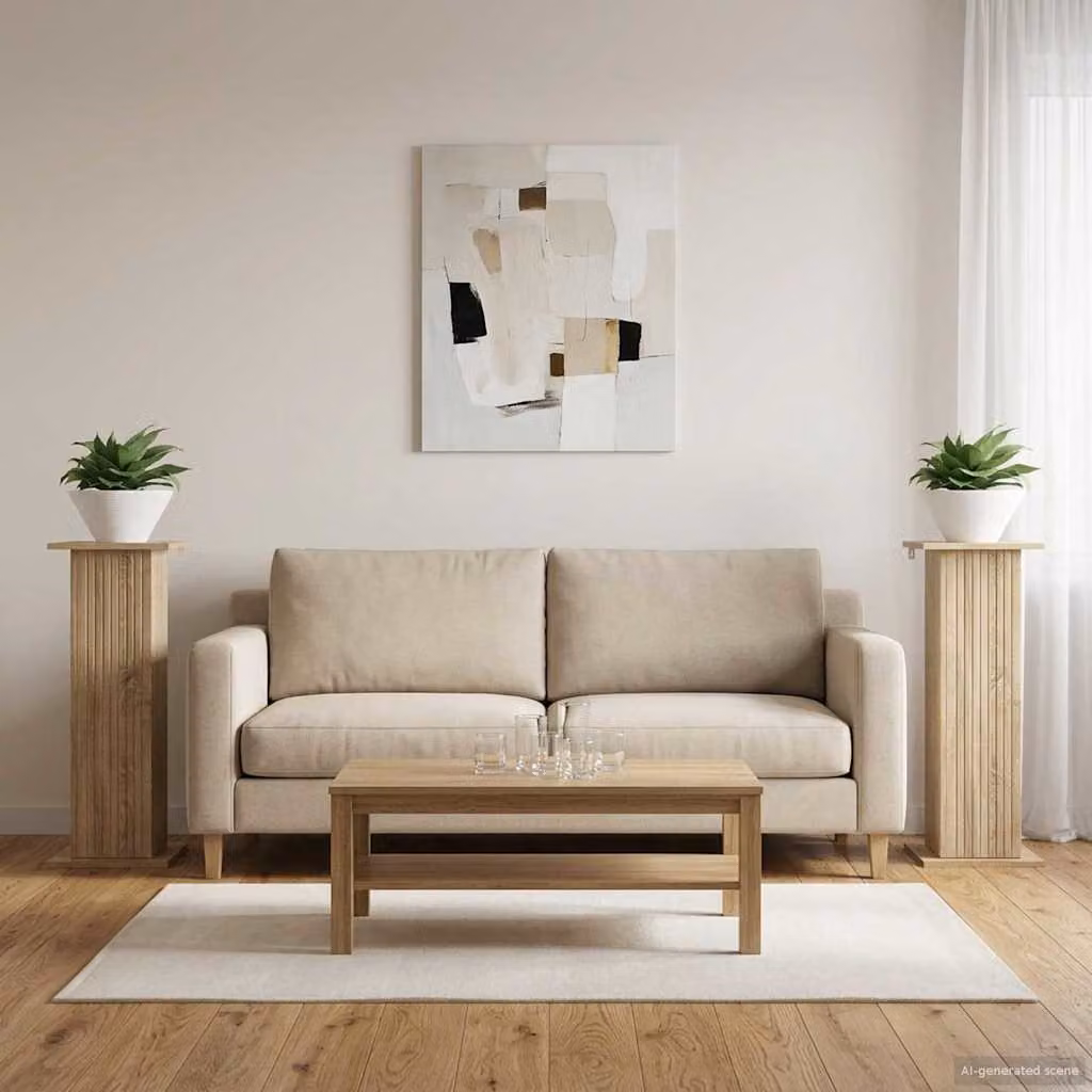Set di 2 supporti per piante vidaXL in legno color rovere sonoma, L/P/H: 30,5 x 30,0 x 80,5 cm
