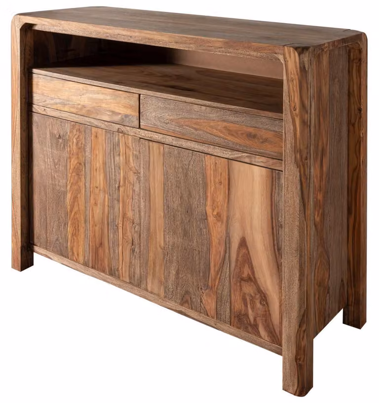 MASSIVMOEBEL24 | credenza in legno di Sheesham / palissandro 120x45x100 grigio scuro oliato BUENO #2005