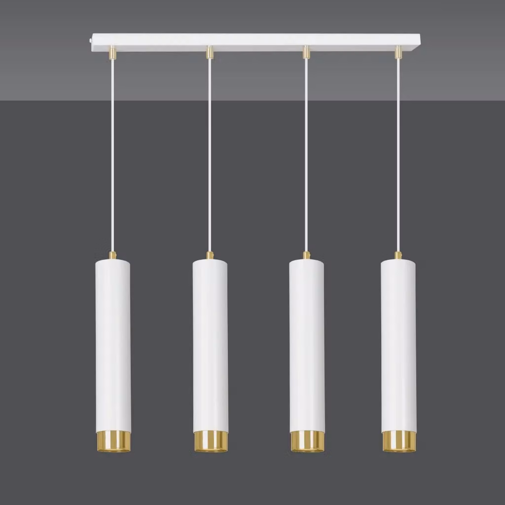 Lampadario a sospensione Emibig KIBO moderno in metallo bianco e oro con 4 lampadine GU10 dimmerabile e altezza regolabile – 2