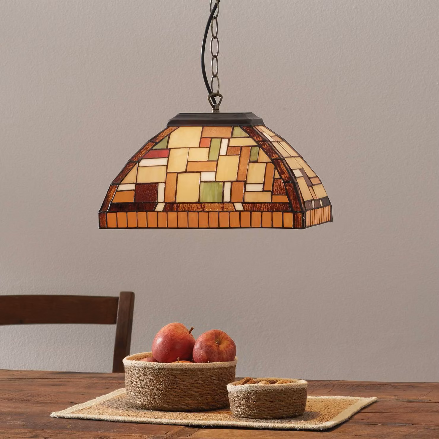 Artistar Lampada a sospensione Tiffany MOSAICA, dimmerabile, Multicolore, Soggiorno / Sala da pranzo, Vetro, Tiffany, Lampada a sospensione