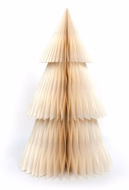 Albero di Natale in carta alveolare, naturale, color avorio, 30 cm