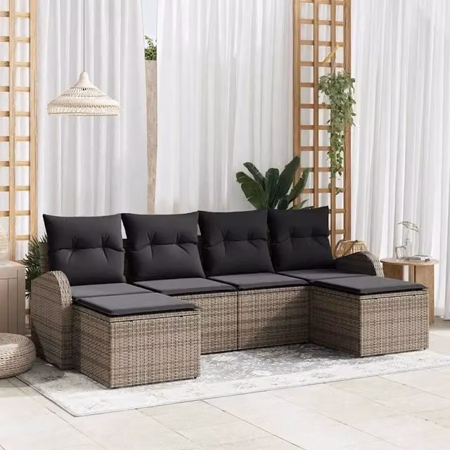 Set di divani 6 pz Grigio polyrattan 3354818