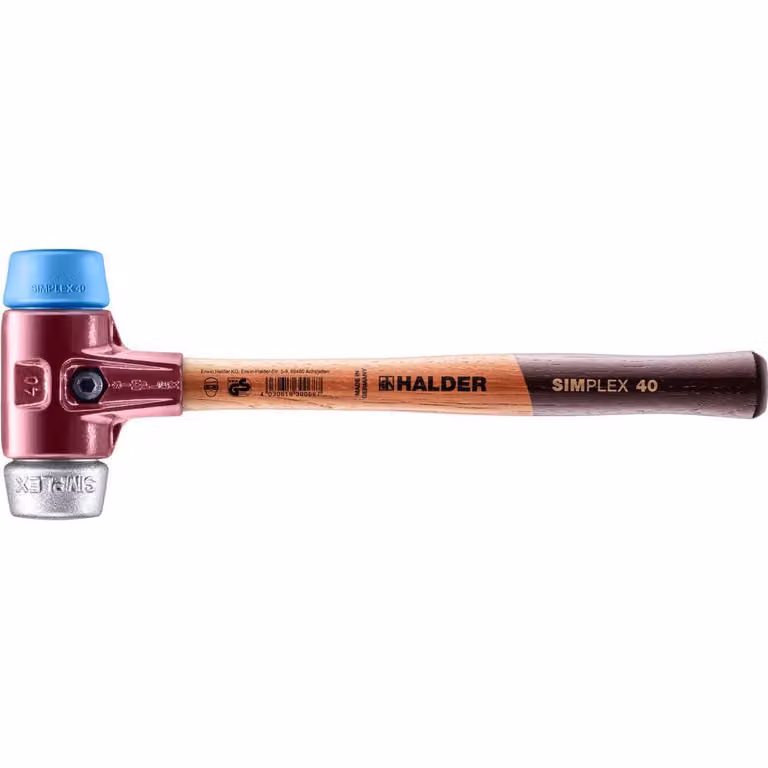 Mazza SIMPLEX soft-face con alloggiamento TE e manico in legno, Ø 40, TPE-soft / metallo morbido