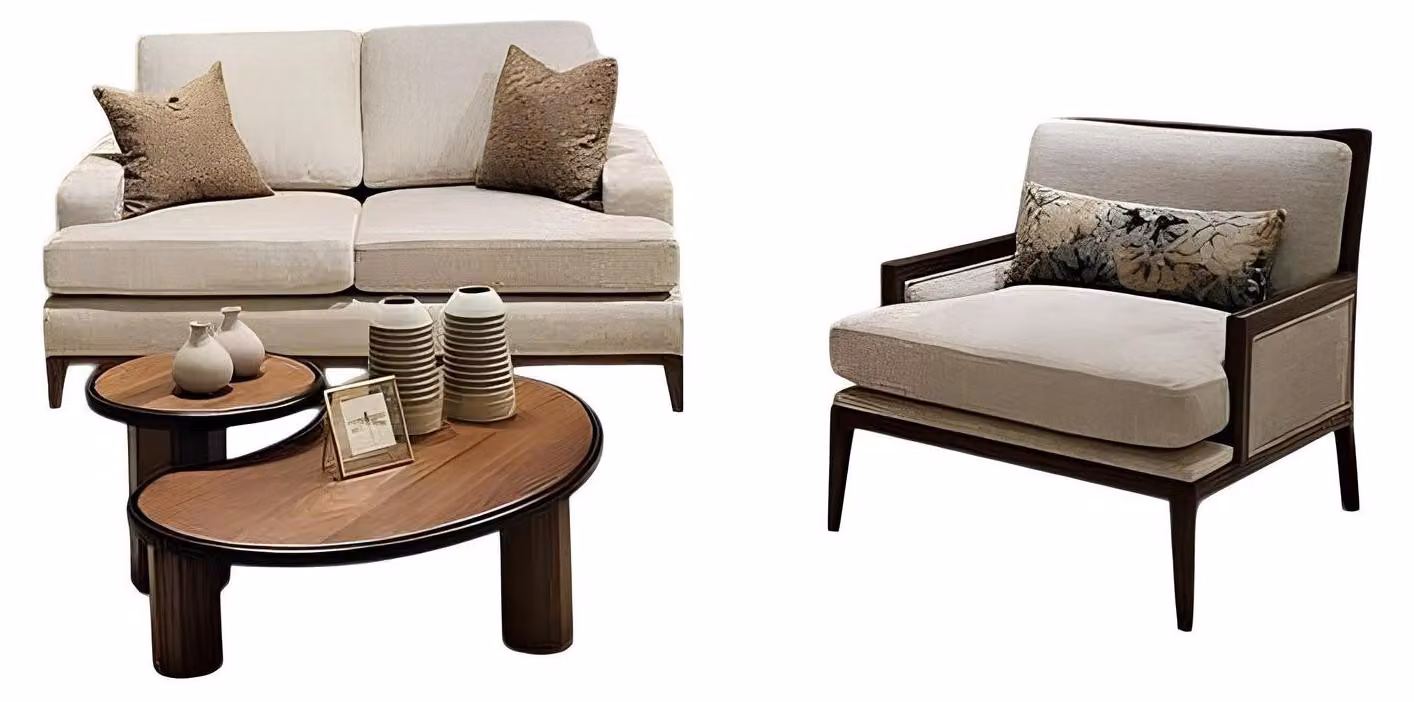 Elegantes Sofa-Set in Grau 2-Sitzer und Sessel