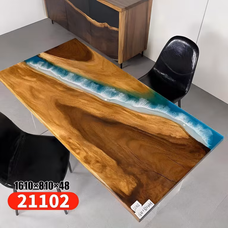 Tische Esstisch Design Tisch Moderne Meer Fluss Möbel 161x81 Epoxid Harz Ozean