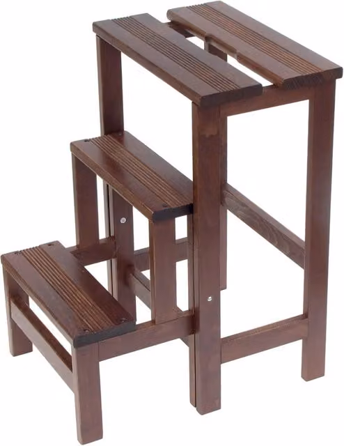 Sgabello Scaletta GIORDANOSHOP in Legno di Faggio Marrone L: 60 cm, P: 40 cm, H: 46 cm