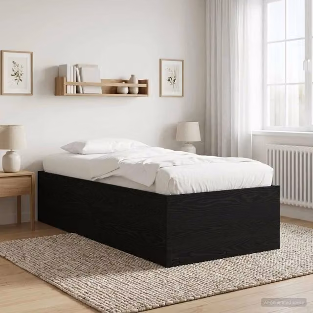 Struttura letto a pavimento moderna vidaXL in legno Rovere e Nero L/P/H: 200 x 80 x 83 cm – 1