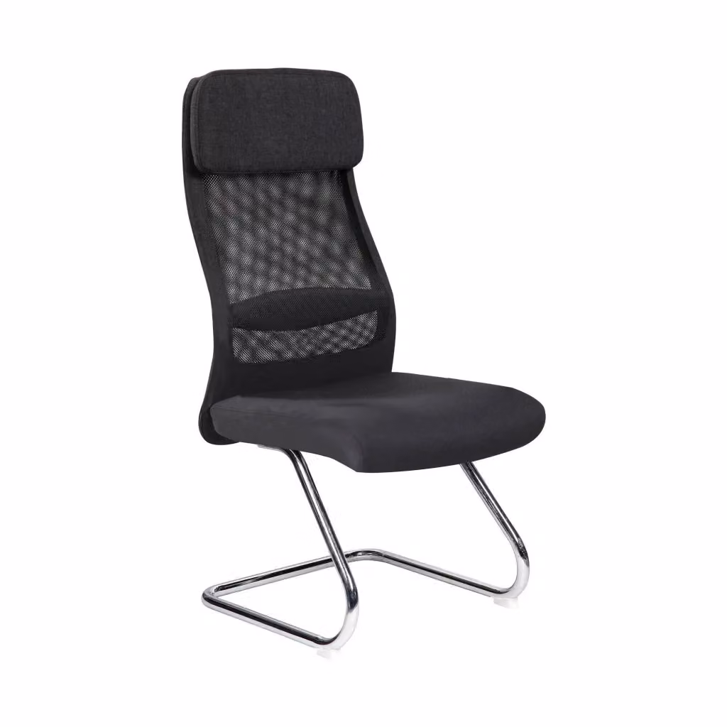 Sedia da ufficio DMORA nera con base cantilever e seduta in tessuto, L: 58 cm, H: 105 cm – 2