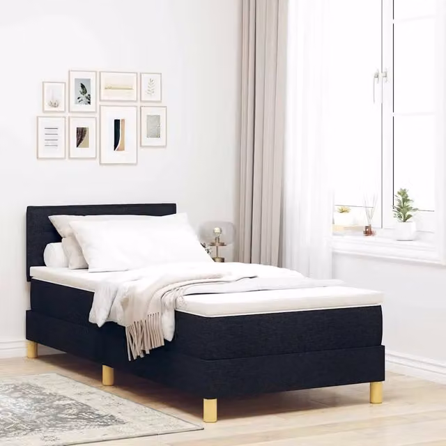 Letto Ibrido con Testiera e Cuscino vidaXL in Tessuto Nero L 80 x P 200 cm