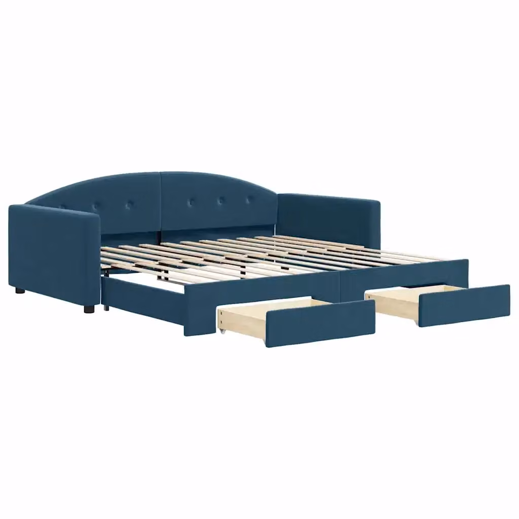 Divano Letto Estraibile vidaXL in Velluto Blu con Cassetto per Soggiorno e Camera da Letto L/P: 100 x 200 cm – 2