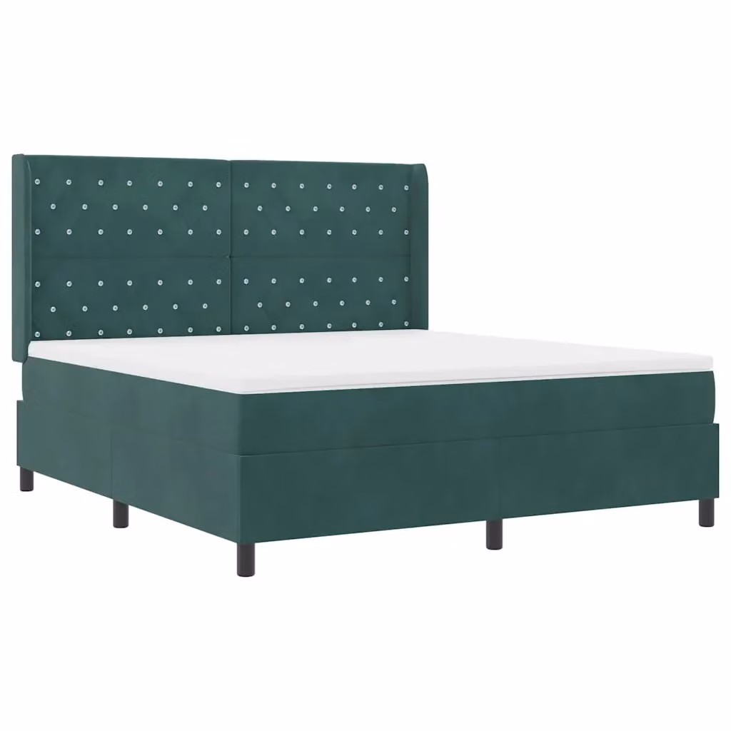 Letto moderno vidaXL in velluto verde con materasso a molle a tasche L/P/H: 180 x 200 x 28 cm – 2
