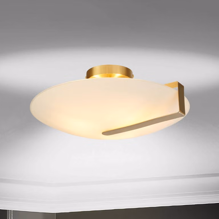 Searchlight Plafoniera soffitto Sundial, dimmerabile, Bianco / Opale, Soggiorno / Sala da pranzo, Metallo, Plafoniera