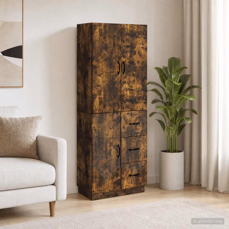 Set di 2 armadi moderni vidaXL in legno ingegnerizzato e MDF colore rovere marrone con ante a battente e ripiani interni L/P/H: 87,0 x 34,5 x 66,0 cm