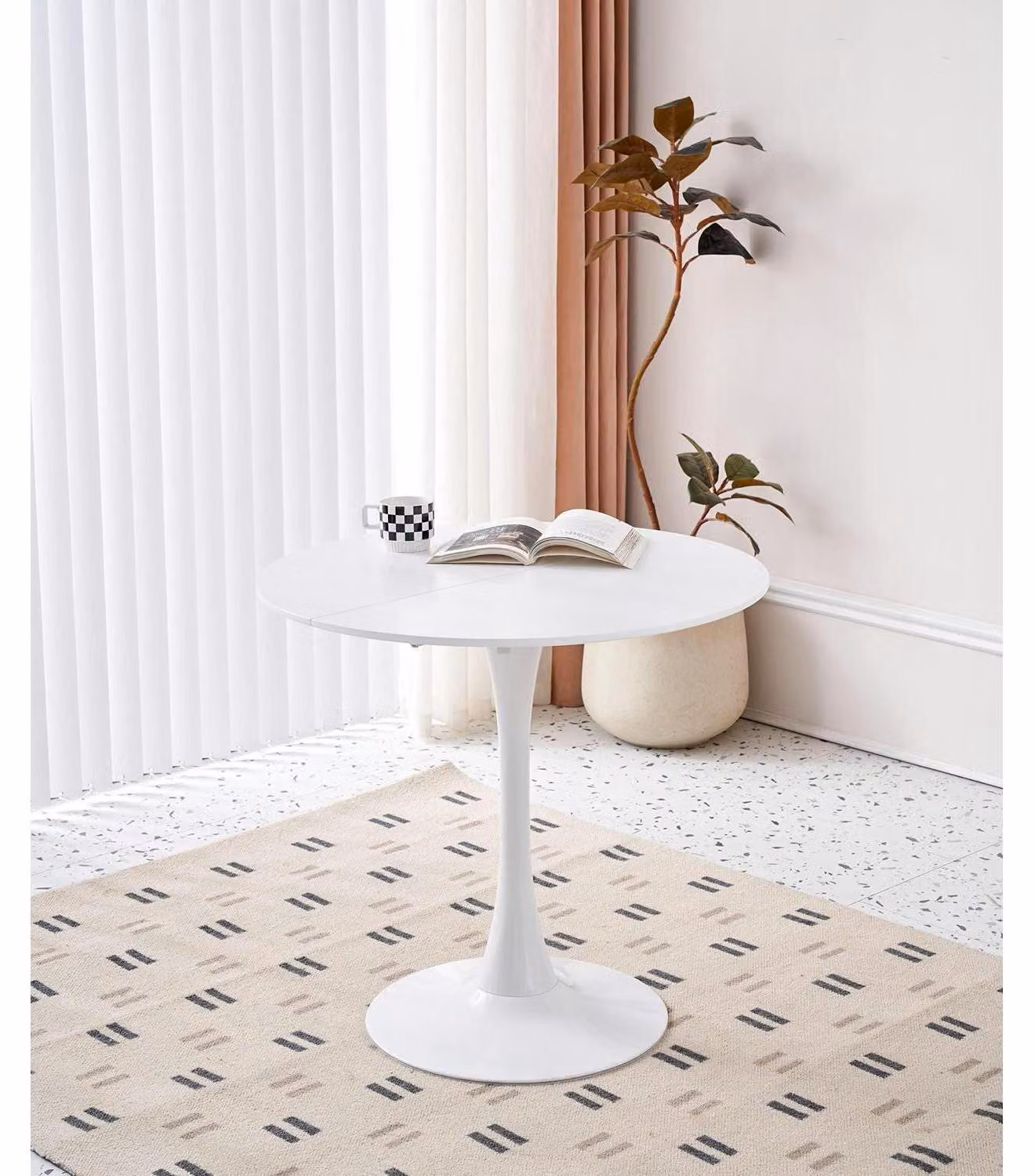 Tavolo rotondo bianco, 80x75 cm, stile moderno, ideale per cucina, sala da pranzo o ufficio