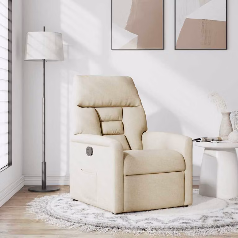 vidaXL Poltrona Reclinabile in Tessuto Crema