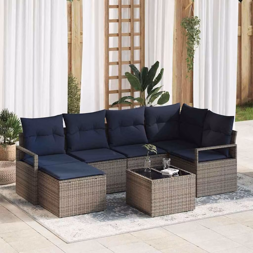 Maison Exclusive - Set di divani componibili, 7 pezzi, grigio [Materiale sintetico]: rattan sintetico