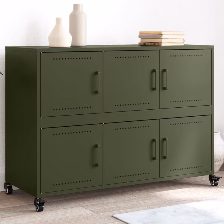 vidaXL Credenza Verde Oliva 100,5x39x72 cm in Acciaio