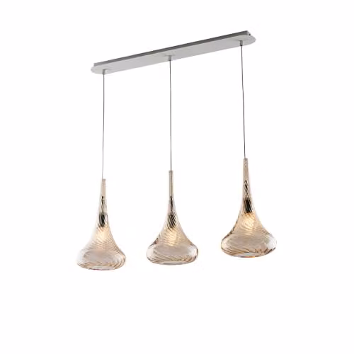 Lampadario Binario Contemporaneo Nemesi Metallo Ambra 3 Luci E27