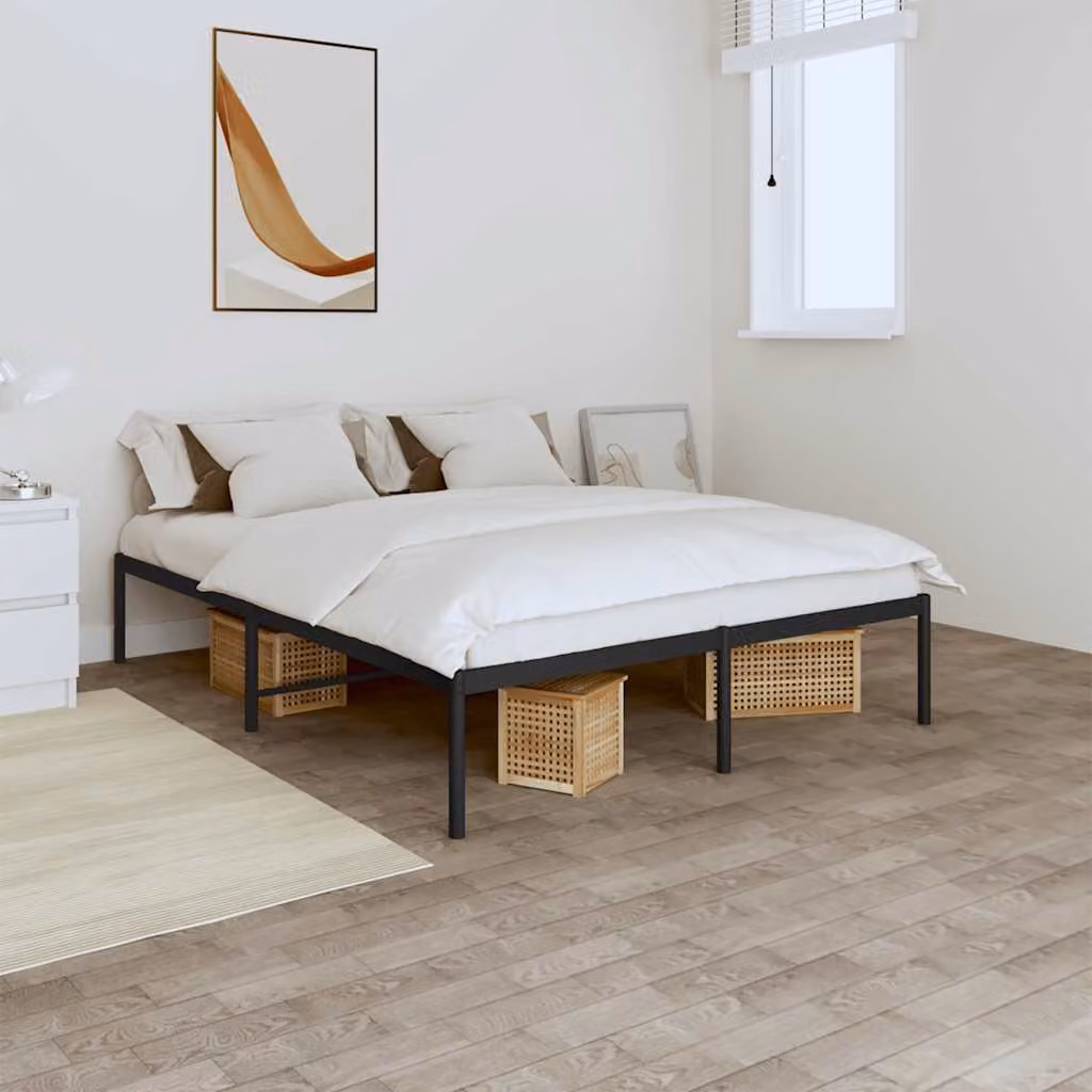 vidaXL Giroletto in Metallo Nero L/P/H: 140 x 200 x 31 cm