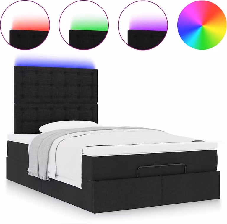 Struttura Letto Pouf con Materasso Nero 120x190 cm in Tessuto