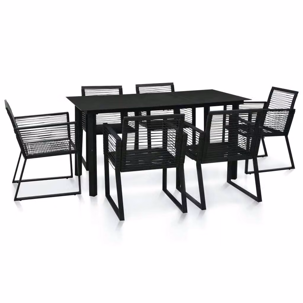 Maison Exclusive - Set da pranzo da giardino da 7 pezzi in rattan PVC nero