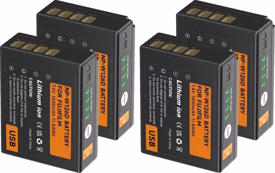 Pacco batteria per fotocamera, ricarica di tipo C, compatibile con le fotocamere Fujifilm, 4 pacchi batteria