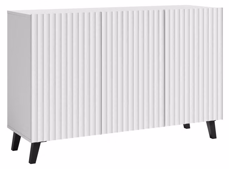 Cassettiera Phuket 120x39x76cm 3 ante colore selezionabile, bianco scanalato