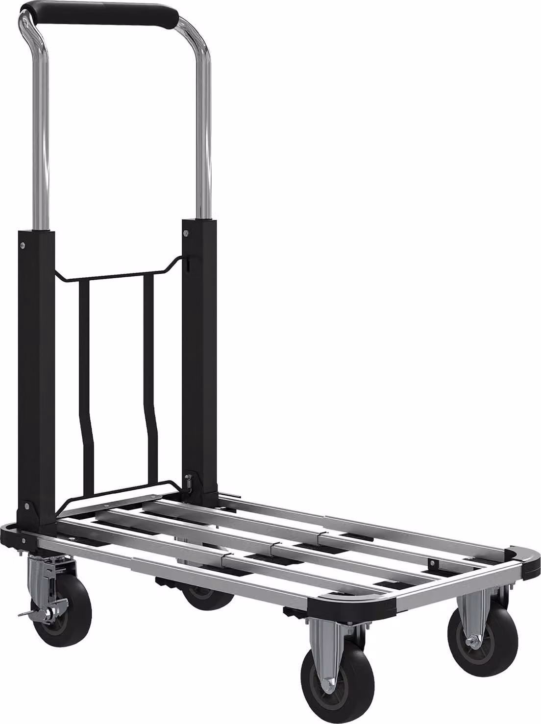 Carrello pieghevole, capacità 150 kg, maniglia regolabile, nero