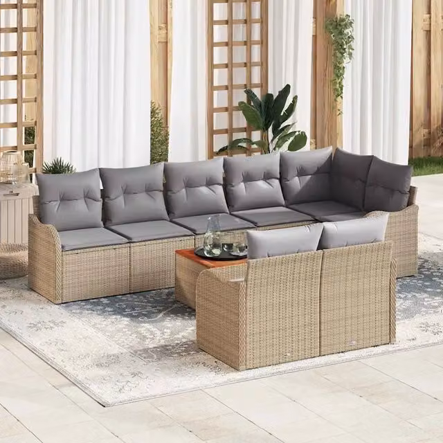 Set Divano da Giardino 9 pz Beige polyrattan 3347469