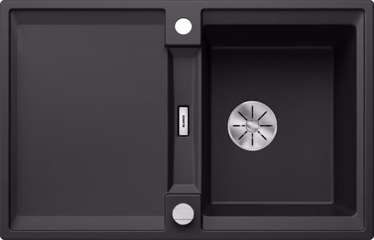 BLANCO ADIRA 45 S Lavello da incasso SILGRANIT nero da 45 cm con comando a distanza dello scarico, con accessori