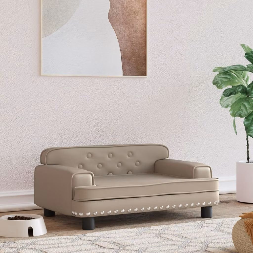 The Living Store Lettino per cani Cappuccino-Brown 70x45x30 cm in Pelle finta