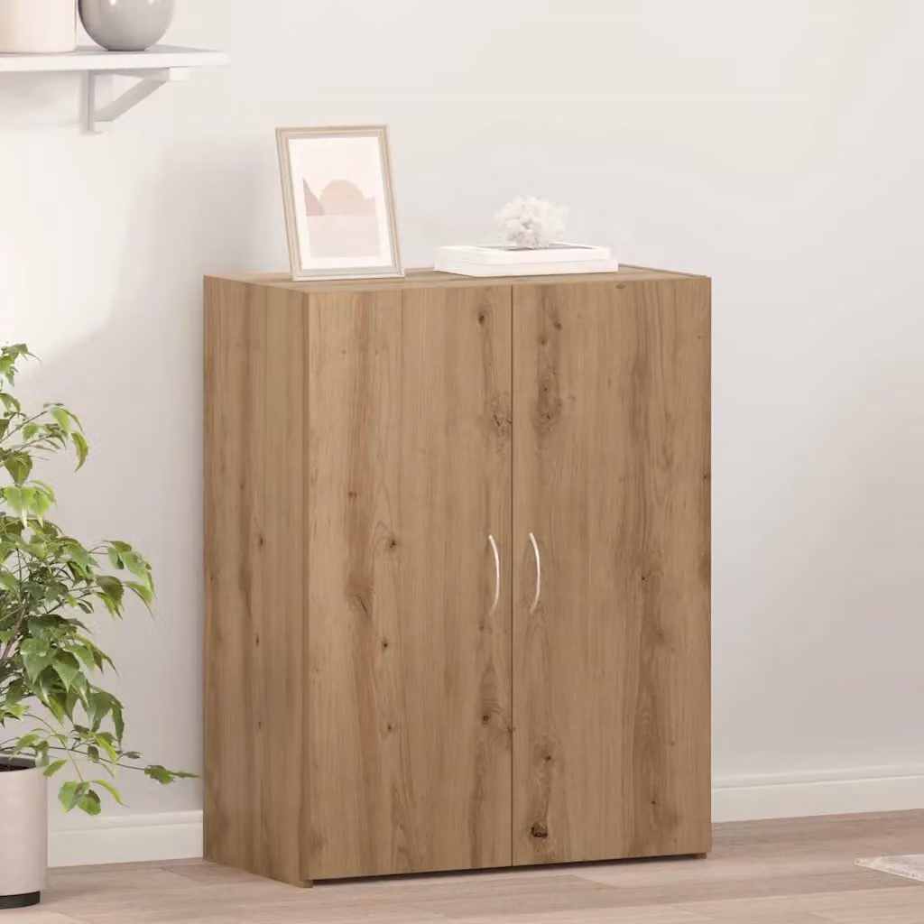 Mobile per ufficio vidaXL in rovere moderno con ante a battente e ripiani regolabili, marrone, L: 70 cm, P: 32 cm, H: 77,5 cm