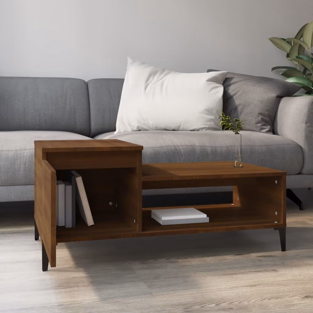 Tavolino The Living Store in rovere marrone 100x50x45 cm materiale a base di legno