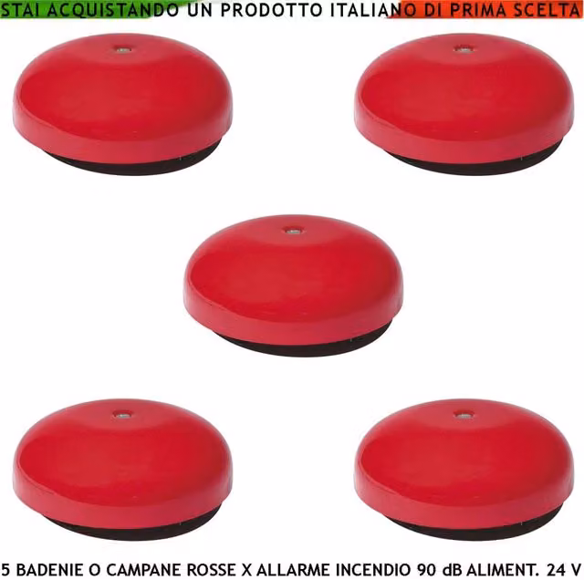 Set di 5 dispositivi antincendio Badenia Elettromeccanica rossi con alimentazione 24 VCC per segnalazione e ripetizione allarme Securvera