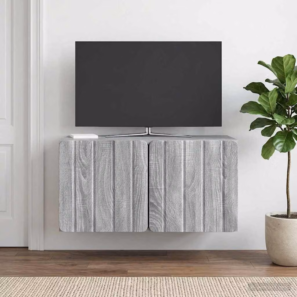 Mobile Porta TV da Muro vidaXL Moderno in MDF Grigio L: 59,5 cm, P: 31 cm, H: 30 cm
