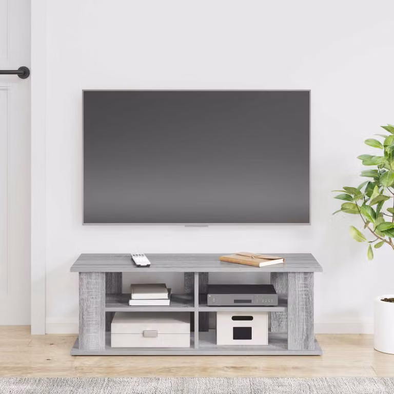 Supporto TV moderno vidaXL in legno e MDF, colore grigio, L 96 cm x P 35 cm x H 33,5 cm