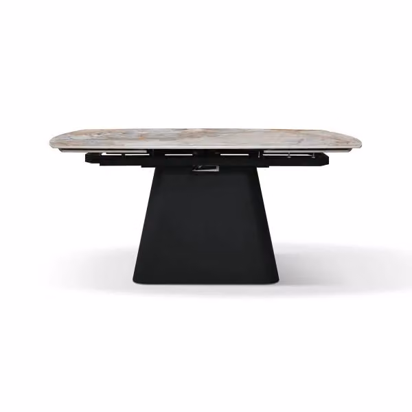 Tavolo PORTO in ceramica, finitura Terranova e base in metallo antracite, allungabile 180×90 – 260×90 cm