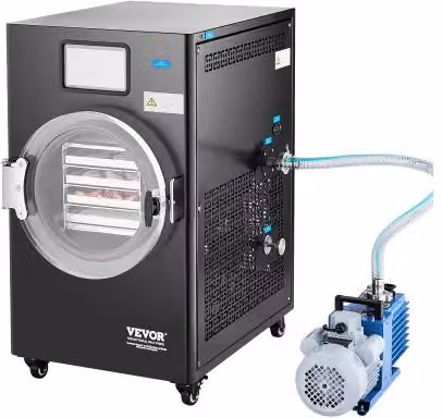 VEVOR Macchina Liofilizzazione Sottovuoto per Alimenti Nero, Liofilizzatore con 4 Vassoi in Acciaio Inox e Timer Regolabile, Capacità 4-6 kg