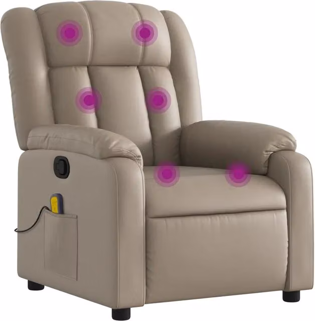 Poltrona Massaggiante | Sedia Relax Reclinabile cappuccino in Similpelle