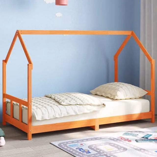 Giroletto per bambini vidaXL in legno massello di pino color marrone cera, L/P/H: 190 x 90 x 195,5 cm – 1