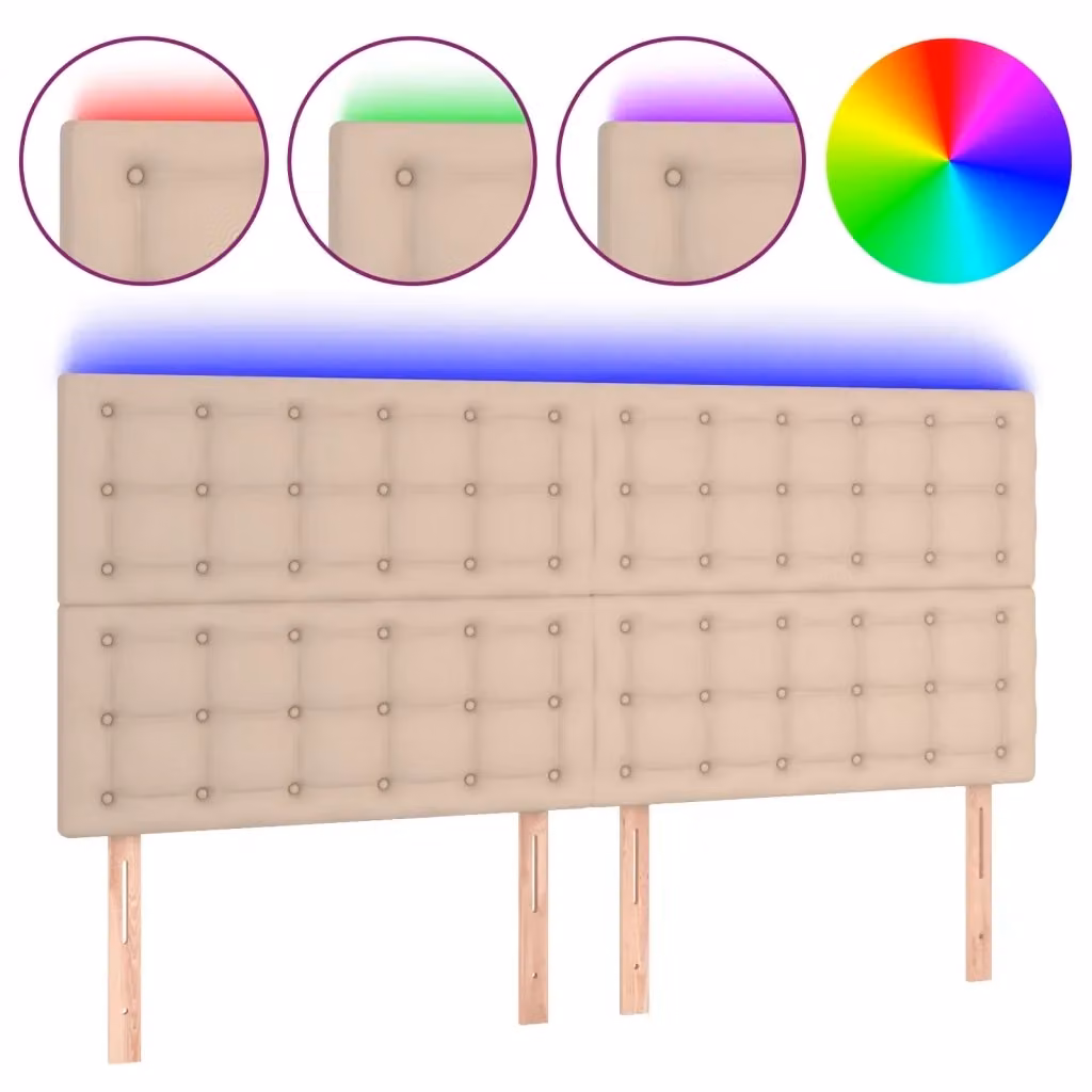 Testiera con LED e porta USB vidaXL in similpelle beige, L: 200 cm, P: 5 cm, H: 118/128 cm – 2