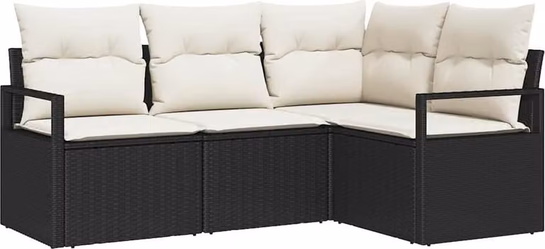Set di divani 4 pcs Nero polyrattan