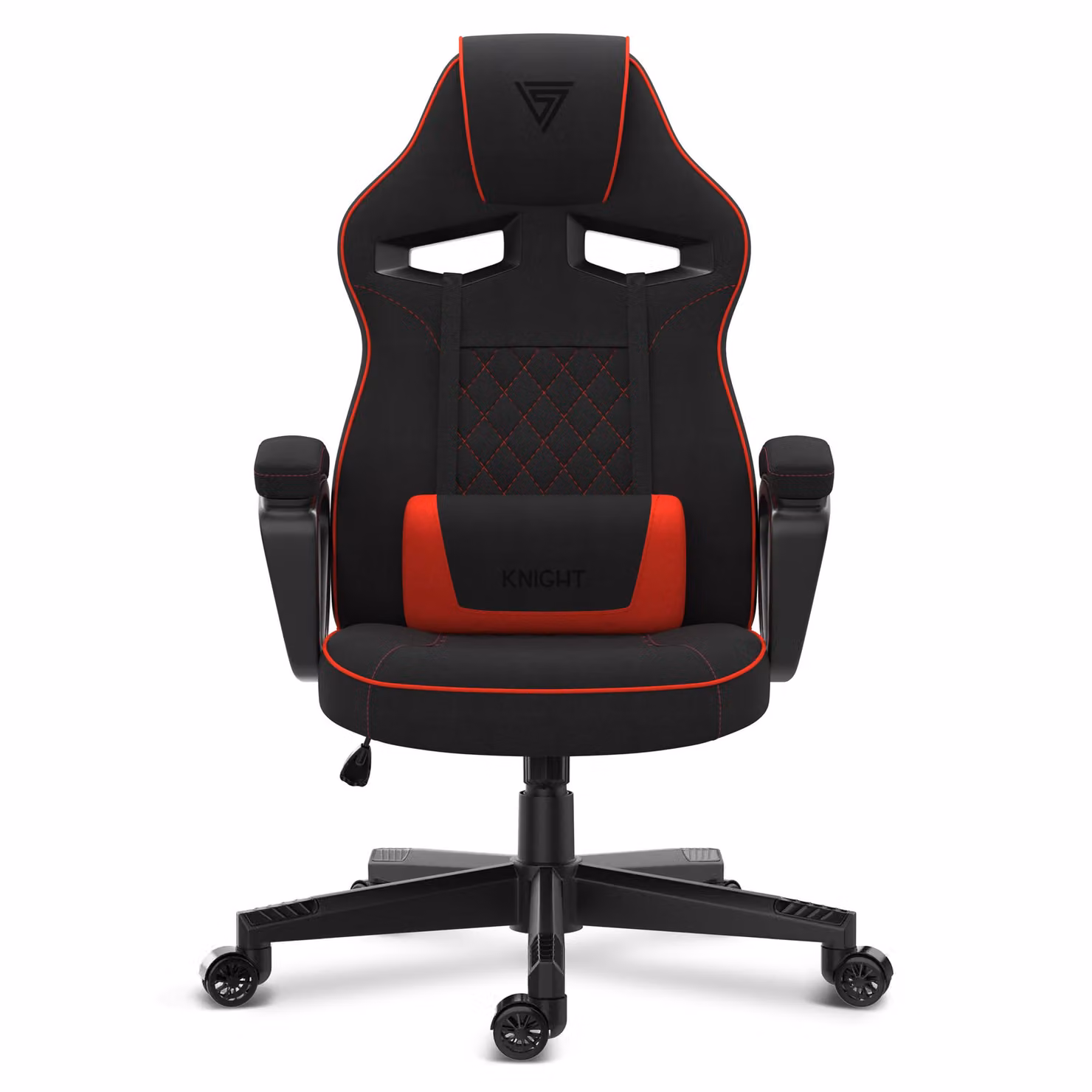 Sedia da gioco SENSE7 Knight in tessuto nero-rosso - Sedia da ufficio ergonomica Sedia da scrivania Sedia da computer Sedia da gaming Sedia da corsa 120 kg