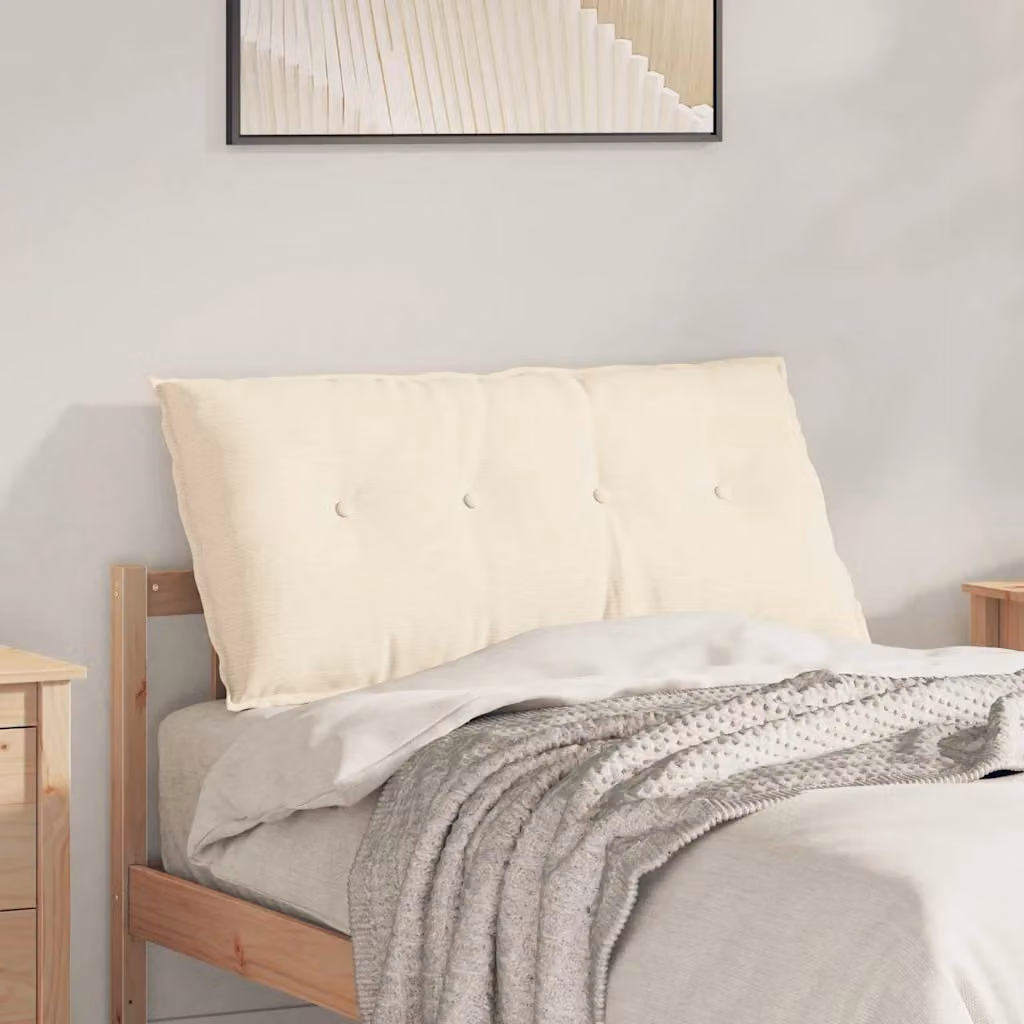 Cuscino per schiena vidaXL beige in tessuto di velluto a coste con rivestimento rimovibile L 100 cm x P 50 cm
